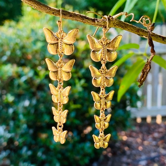Butterfly Drop Dangle Earrings - Picture 1 of 12